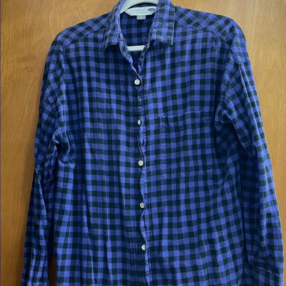 Old Navy Women Black and Purple Flannel Shirt